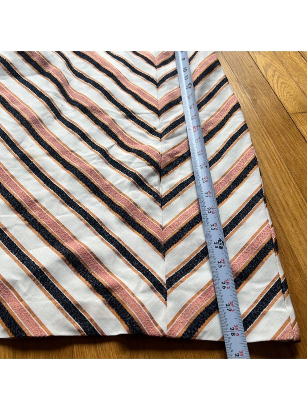 HUTCH size 14 Cream Pink Navy Chevron Knee Length Pencil Skirt - Picture 8 of 14